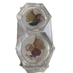 MCG Textiles Elegant Angel stamped Cross Stitch Coaster Set - New